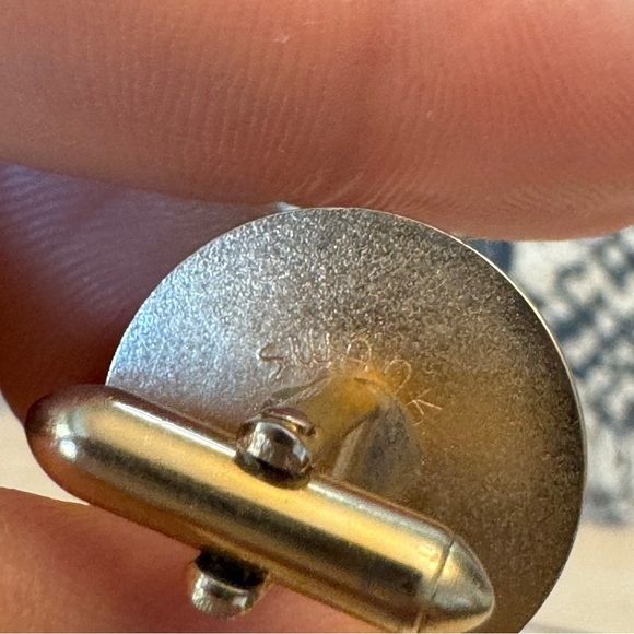 Swank Cufflinks Black Swirl Silver Art Deco Off Set Vintage Mens Formal Wear - Picture 6 of 8